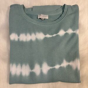 Lucky Brand Teal and White Tie Dye Oversized Sweatshirt